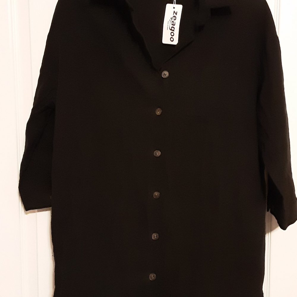 Zeagoo Men's Classic Black Button Down Shirt